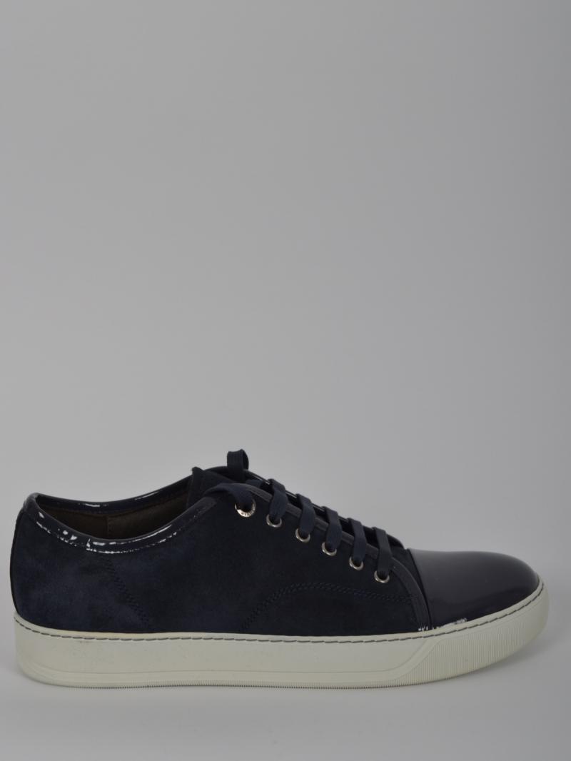 LANVIN Low-top sneaker in patent nappa and velour calfskin