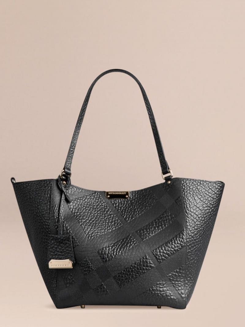 BURBERRY THE SMALL CANTER IN EMBOSSED CHECK LEATHER