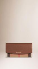 SPRING-SUMMER 2018 BURBERRY House Check and Leather Continental Wallet