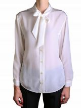 Saint Laurent ivory ribbon blouse